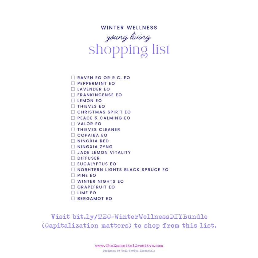 Shopping List as noted above
