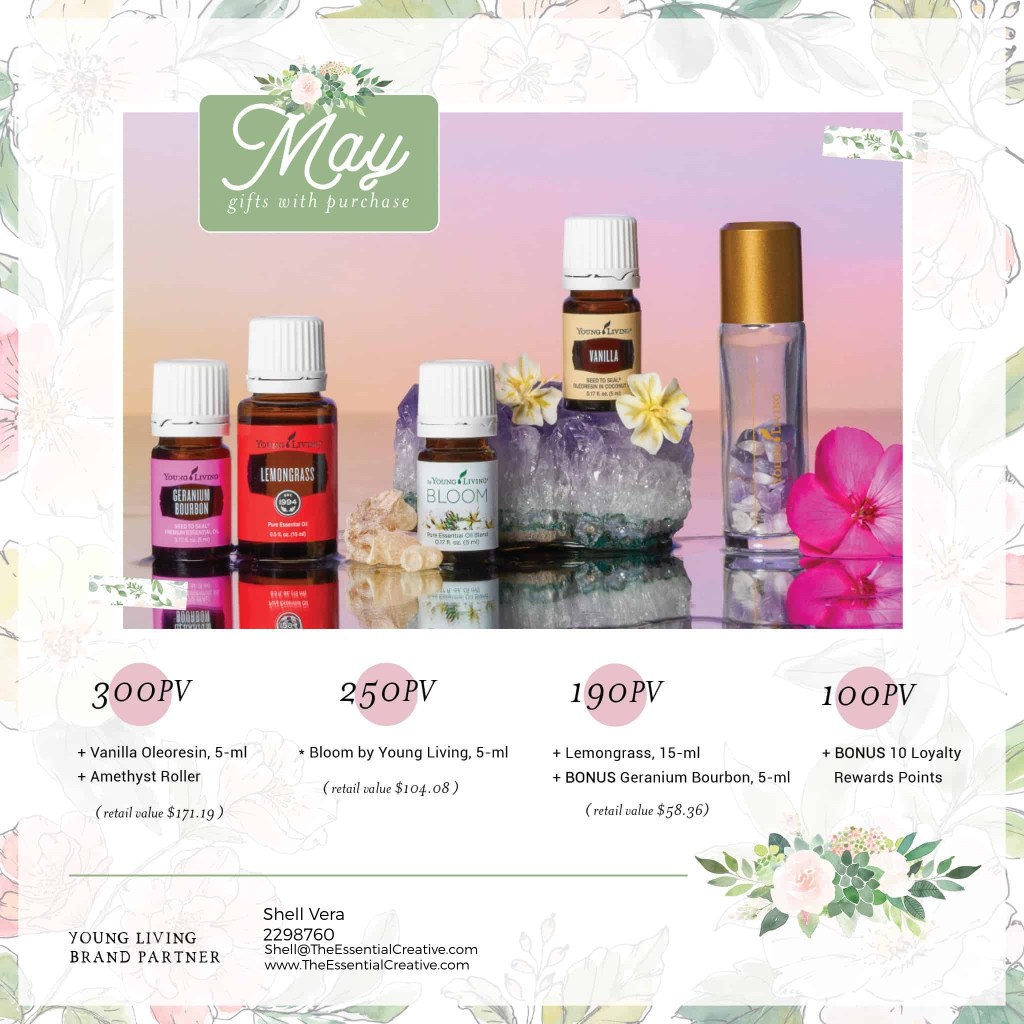 A picture of the free gifts you can earn by placing orders at the various levels noted below.