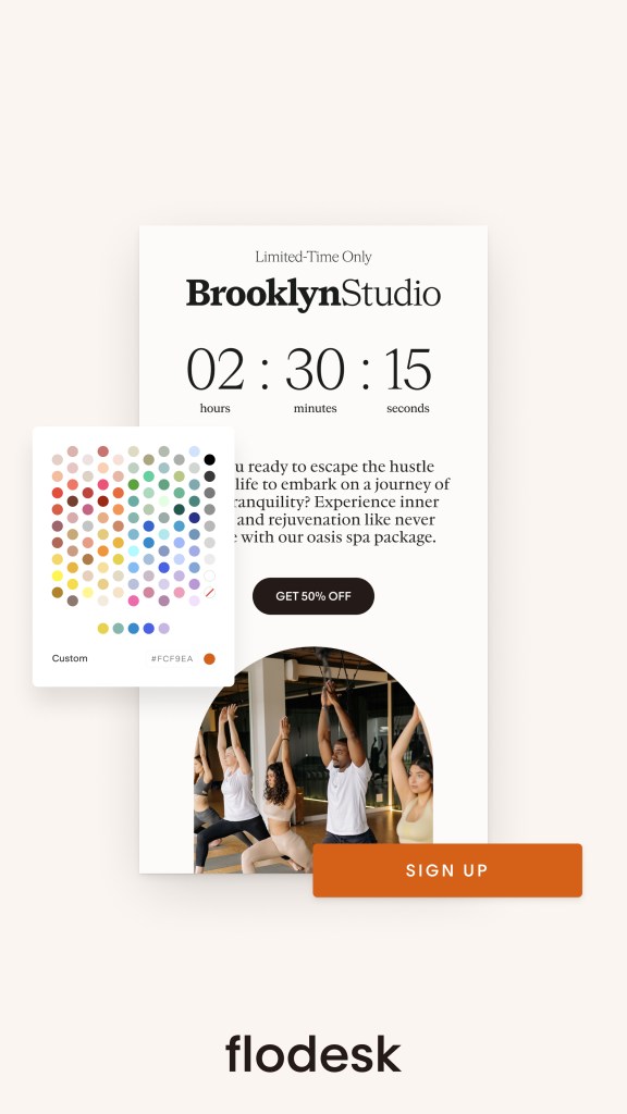 Visit my affiliate link to start your Flodesk subscription today: https://app.flodesk.com/sign-up?ref=SHELLVERA. You will receive half off your first year.